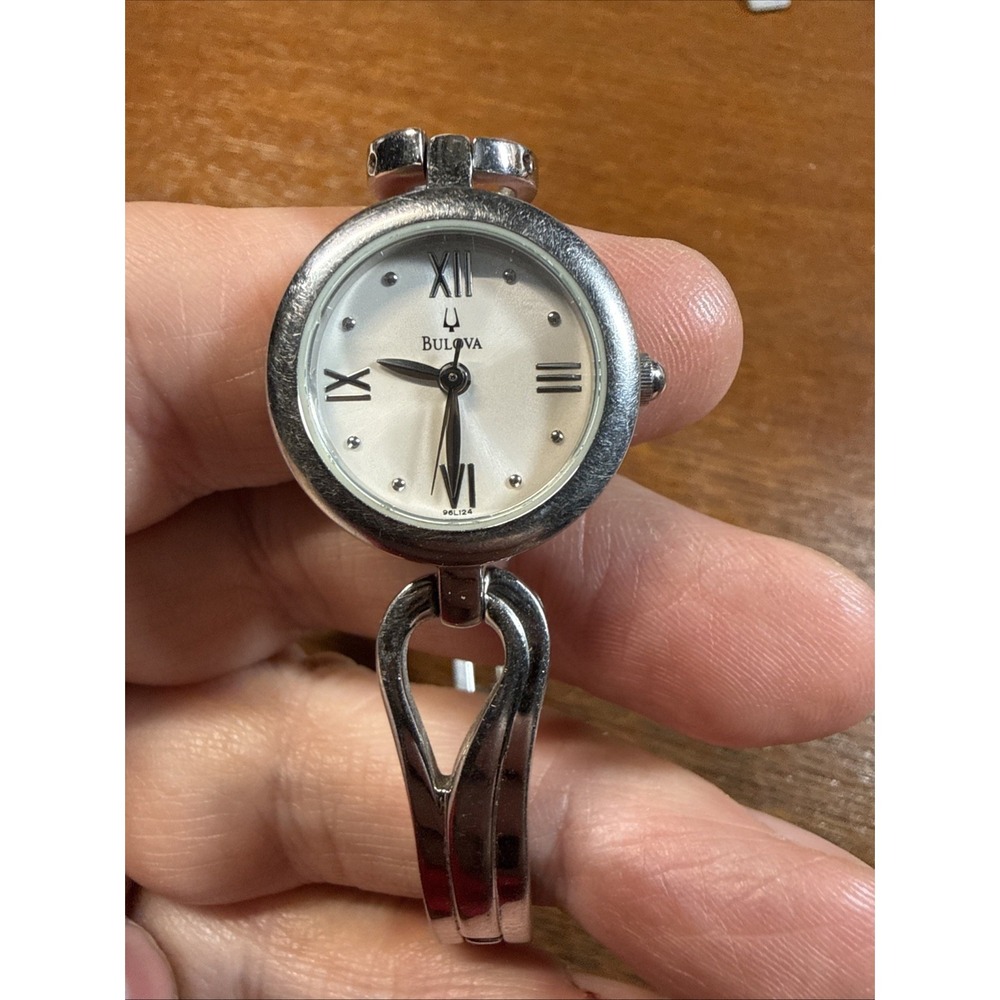 Bulova Bangle White Dial Stainless Steel Women's Watch 96L124 New Battery